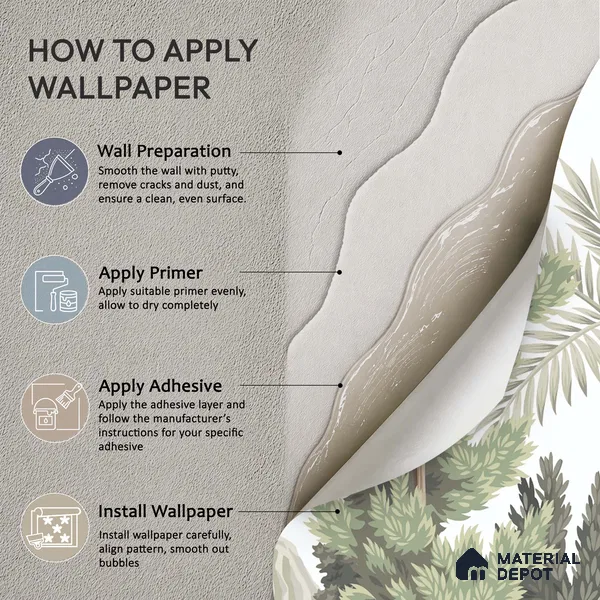 Misty Tropical Silhouettes Nature Art | WP 03993 B Canvas Texture Finish Tropical Style luxurious Customized size Wallpaper | 250 GSM WP01CNF Paper | (MOQ = 30 Sq. Ft.)