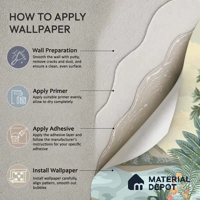 Palm Coast Reverie Tropical Mist Nature Art | WP 03994 Non Woven Matte Finish Tropical Style Premium Customized size Wallpaper | 150 GSM WP01MTF Paper | (MOQ = 30 Sq. Ft.)