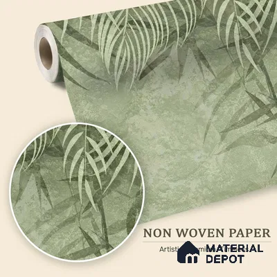 Verdant Canopy Mist Abstract Nature Art | WP 03995 Non Woven Matte Finish Tropical Style Premium Customized size Wallpaper | 150 GSM WP01MTF Paper | (MOQ = 30 Sq. Ft.) | Design change not possible