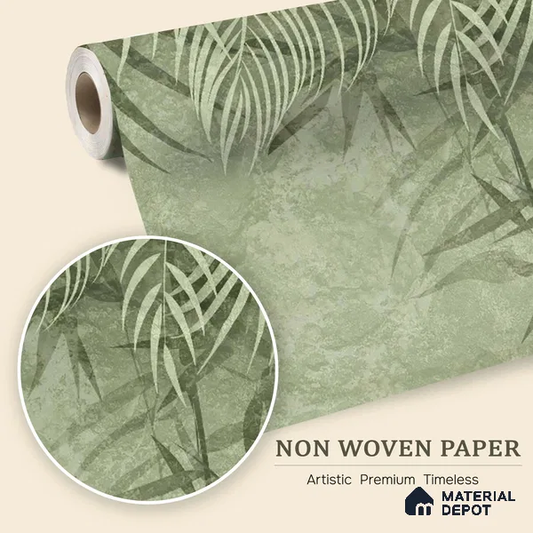 Verdant Canopy Mist Abstract Nature Art | WP 03995 Non Woven Matte Finish Tropical Style Premium Customized size Wallpaper | 150 GSM WP01MTF Paper | (MOQ = 30 Sq. Ft.) | Design change not possible