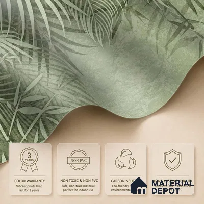 Verdant Canopy Mist Abstract Nature Art | WP 03995 Non Woven Matte Finish Tropical Style Premium Customized size Wallpaper | 150 GSM WP01MTF Paper | (MOQ = 30 Sq. Ft.) | Design change not possible