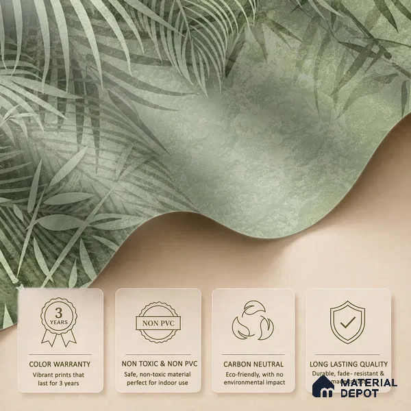 Verdant Canopy Mist Abstract Nature Art | WP 03995 Non Woven Matte Finish Tropical Style Premium Customized size Wallpaper | 150 GSM WP01MTF Paper | (MOQ = 30 Sq. Ft.) | Design change not possible