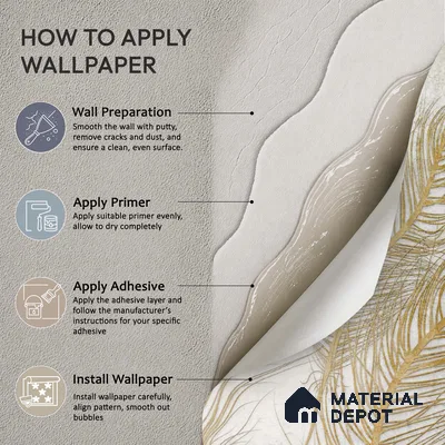 Gilded Plume Whisper Abstract Nature Art | WP 03996 Non Woven Matte Finish Tropical Style Premium Customized size Wallpaper | 150 GSM WP01MTF Paper | (MOQ = 30 Sq. Ft.) | Design change not possible