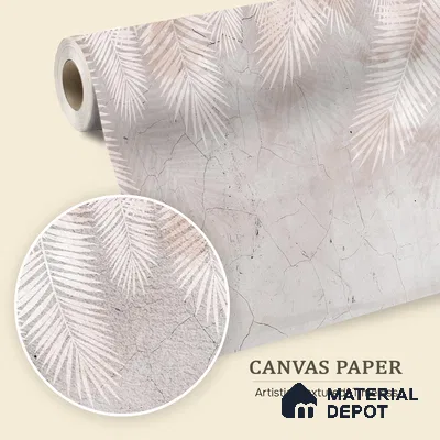 Palm Veil Plaster Abstract Nature Art | WP 03997 B Canvas Texture Finish Tropical Style luxurious Customized size Wallpaper | 250 GSM WP01CNF Paper | (MOQ = 30 Sq. Ft.) | Design change not possible