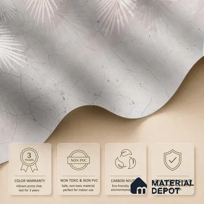 Palm Veil Plaster Abstract Nature Art | WP 03997 B Canvas Texture Finish Tropical Style luxurious Customized size Wallpaper | 250 GSM WP01CNF Paper | (MOQ = 30 Sq. Ft.) | Design change not possible