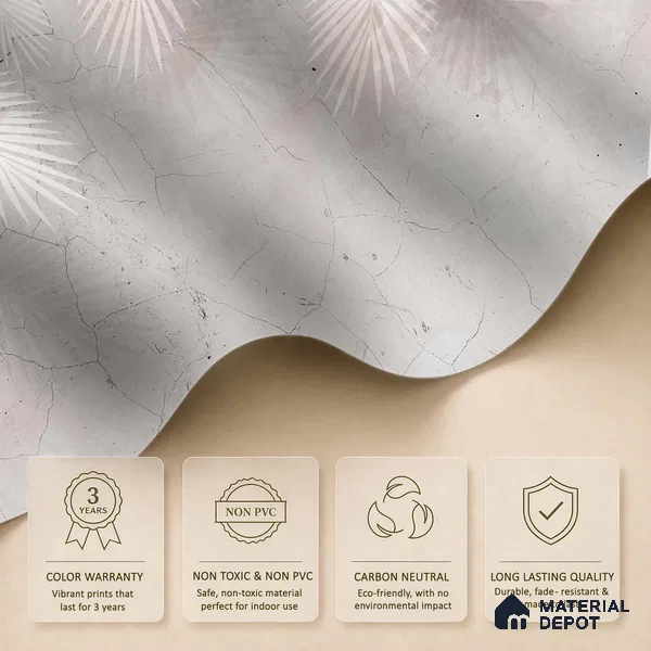Palm Veil Plaster Abstract Nature Art | WP 03997 B Canvas Texture Finish Tropical Style luxurious Customized size Wallpaper | 250 GSM WP01CNF Paper | (MOQ = 30 Sq. Ft.) | Design change not possible