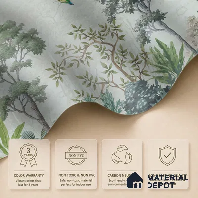 Hummingbirds in the Quiet Canopy Tropical Mist Nature Art | WP 03999 Non Woven Matte Finish Tropical Style Premium Customized size Wallpaper | 150 GSM WP01MTF Paper | (MOQ = 30 Sq. Ft.)