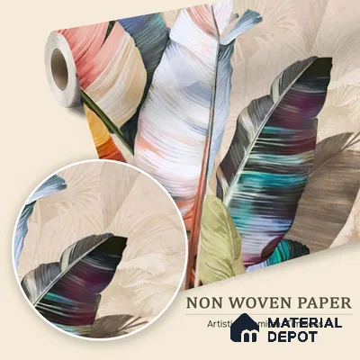 Feathers of the Painted Tropical Mist Nature Art | WP 04001 Non Woven Matte Finish Tropical Style Premium Customized size Wallpaper | 150 GSM WP01MTF Paper | (MOQ = 30 Sq. Ft.) | Design change not possible