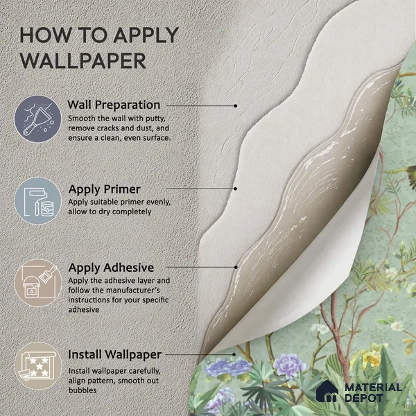 Whispers of a Spring Garden Tropical Mist Nature Art | WP 04002 Non Woven Matte Finish Chinoiserie Style Premium Customized size Wallpaper | 150 GSM WP01MTF Paper | (MOQ = 30 Sq. Ft.)
