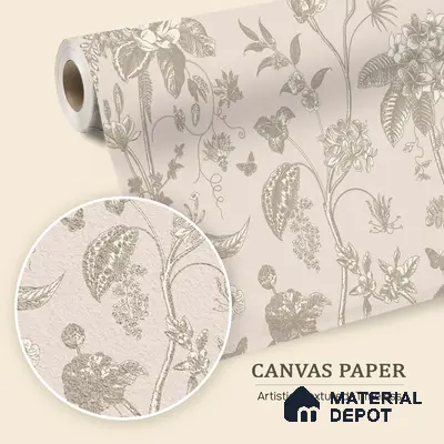 Botanical Manuscript Floral Abstract Nature Art | WP 04005 B Canvas Texture Finish Florals Style luxurious Customized size Wallpaper | 250 GSM WP01CNF Paper | (MOQ = 30 Sq. Ft.)
