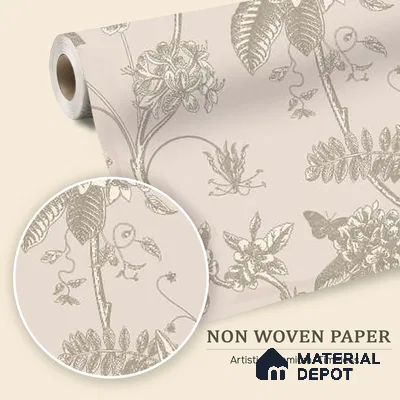 Botanical Manuscript Floral Abstract Nature Art | WP 04005 Non Woven Matte Finish Florals Style Premium Customized size Wallpaper | 150 GSM WP01MTF Paper | (MOQ = 30 Sq. Ft.)