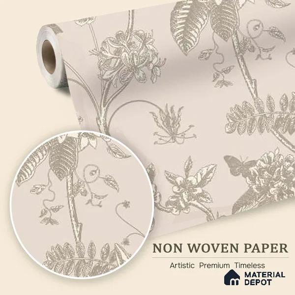 Botanical Manuscript Floral Abstract Nature Art | WP 04005 Non Woven Matte Finish Florals Style Premium Customized size Wallpaper | 150 GSM WP01MTF Paper | (MOQ = 30 Sq. Ft.)