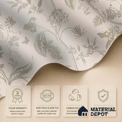 Botanical Manuscript Floral Abstract Nature Art | WP 04005 B Canvas Texture Finish Florals Style luxurious Customized size Wallpaper | 250 GSM WP01CNF Paper | (MOQ = 30 Sq. Ft.)