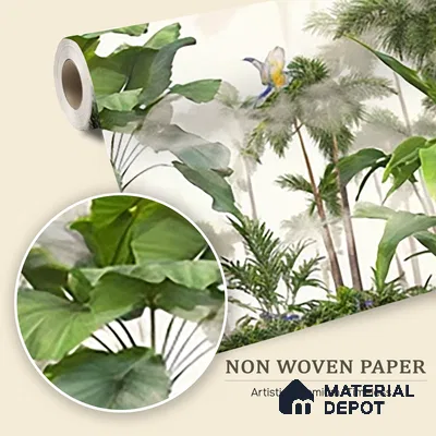 Canopy Retreat Tropical Mist Abstract Nature Art | WP 04010 Non Woven Matte Finish Tropical Style Premium Customized size Wallpaper | 150 GSM WP01MTF Paper | (MOQ = 30 Sq. Ft.)
