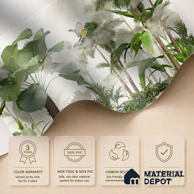 Canopy Retreat Tropical Mist Abstract Nature Art | WP 04010 B Canvas Texture Finish Tropical Style luxurious Customized size Wallpaper | 250 GSM WP01CNF Paper | (MOQ = 30 Sq. Ft.)