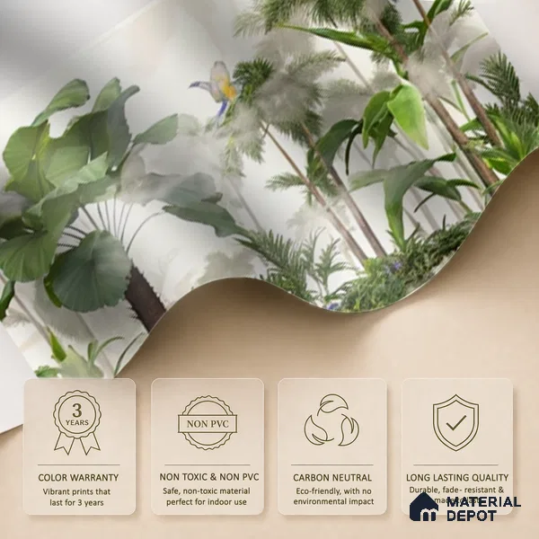 Canopy Retreat Tropical Mist Abstract Nature Art | WP 04010 B Canvas Texture Finish Tropical Style luxurious Customized size Wallpaper | 250 GSM WP01CNF Paper | (MOQ = 30 Sq. Ft.)