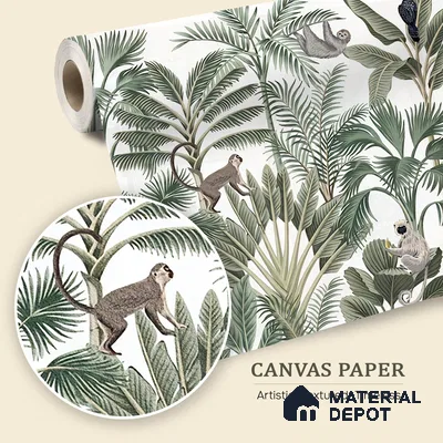 Wild Canopy Tropical Mist Abstract Nature Art | WP 04011 B Canvas Texture Finish Tropical Style luxurious Customized size Wallpaper | 250 GSM WP01CNF Paper | (MOQ = 30 Sq. Ft.)
