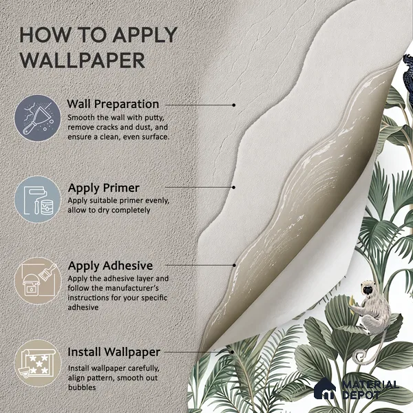 Wild Canopy Tropical Mist Abstract Nature Art | WP 04011 Non Woven Matte Finish Tropical Style Premium Customized size Wallpaper | 150 GSM WP01MTF Paper | (MOQ = 30 Sq. Ft.)