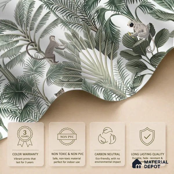 Wild Canopy Tropical Mist Abstract Nature Art | WP 04011 Non Woven Matte Finish Tropical Style Premium Customized size Wallpaper | 150 GSM WP01MTF Paper | (MOQ = 30 Sq. Ft.)