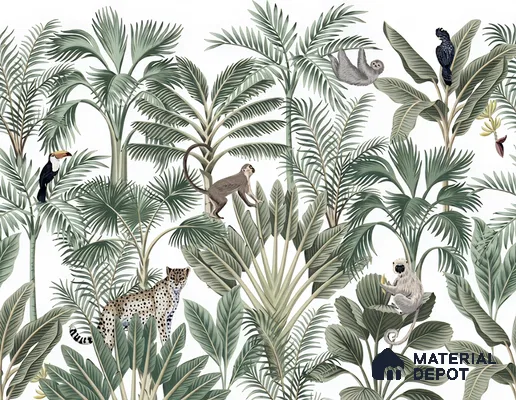 Wild Canopy Tropical Mist Abstract Nature Art | WP 04011 B Canvas Texture Finish Tropical Style luxurious Customized size Wallpaper | 250 GSM WP01CNF Paper | (MOQ = 30 Sq. Ft.)