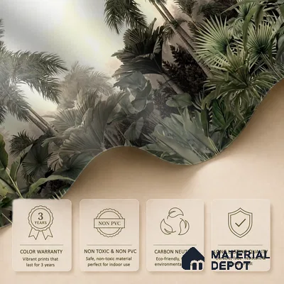 Golden Canopy Dawn Tropical Mist Nature Art | WP 04015 Non Woven Matte Finish Tropical Style Premium Customized size Wallpaper | 150 GSM WP01MTF Paper | (MOQ = 30 Sq. Ft.)