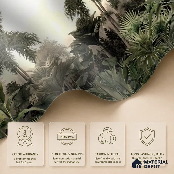 Golden Canopy Dawn Tropical Mist Nature Art | WP 04015 Non Woven Matte Finish Tropical Style Premium Customized size Wallpaper | 150 GSM WP01MTF Paper | (MOQ = 30 Sq. Ft.)