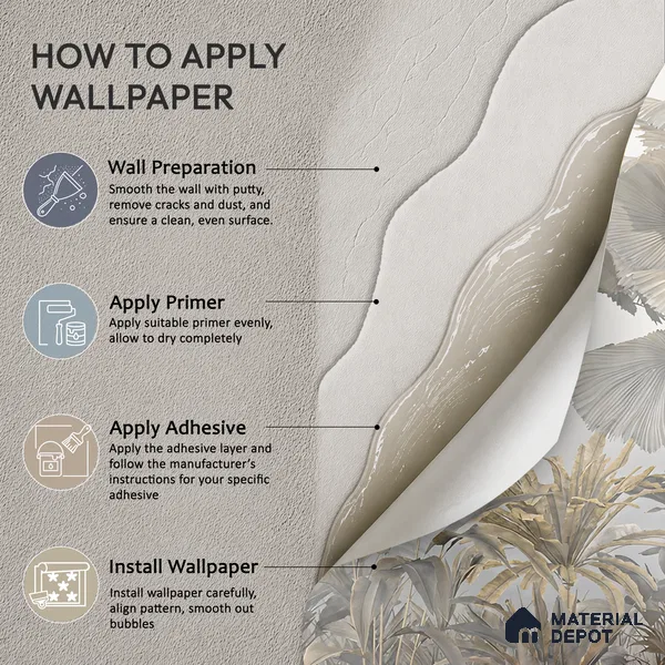 Ivory Palm Haze Tropical Mist Nature Art | WP 04016 B Canvas Texture Finish Tropical Style luxurious Customized size Wallpaper | 250 GSM WP01CNF Paper | (MOQ = 30 Sq. Ft.)