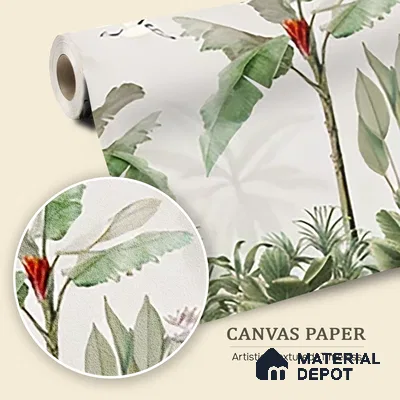 Emerald Banana Grove Tropical Mist Nature Art | WP 04018 B Canvas Texture Finish Tropical Style luxurious Customized size Wallpaper | 250 GSM WP01CNF Paper | (MOQ = 30 Sq. Ft.)