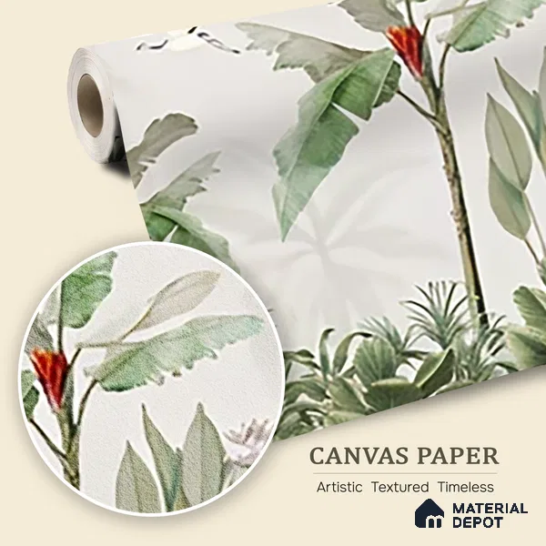Emerald Banana Grove Tropical Mist Nature Art | WP 04018 B Canvas Texture Finish Tropical Style luxurious Customized size Wallpaper | 250 GSM WP01CNF Paper | (MOQ = 30 Sq. Ft.)