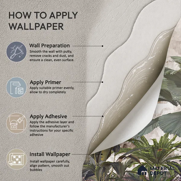Mistveil Palm Garden Tropical Mist Nature Art | WP 04019 B Canvas Texture Finish Tropical Style luxurious Customized size Wallpaper | 250 GSM WP01CNF Paper | (MOQ = 30 Sq. Ft.)
