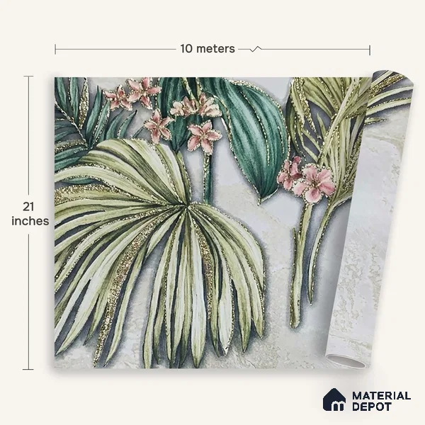 MH 281 | 10 Meter x 21 Inches Florals Look Wallpaper - 57.37 Sq. Ft. | Minimum 15% wastage during installation