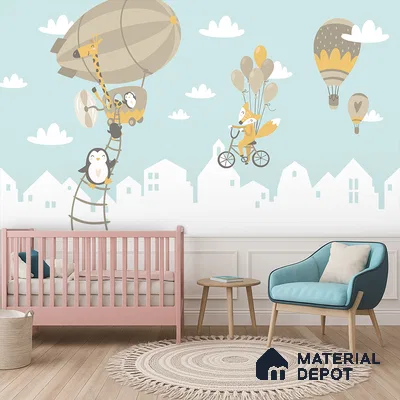 The Day Animals Learned to Fly | WP 04039 B Non Woven Matte Finish Animal Print Style Premium Customized size Wallpaper | 150 GSM WP01MTF Paper | (MOQ = 30 Sq. Ft.)