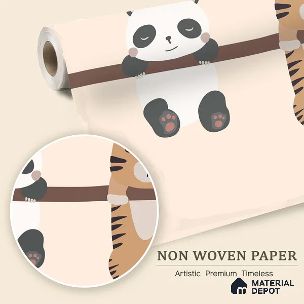 Everyone Rests Together Animals Hanging From Branch | WP 04044 B Non Woven Matte Finish Animal Print Style Premium Customized size Wallpaper | 150 GSM WP01MTF Paper | (MOQ = 30 Sq. Ft.) | Design change not possible