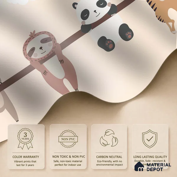 Everyone Rests Together Animals Hanging From Branch | WP 04044 B Non Woven Matte Finish Animal Print Style Premium Customized size Wallpaper | 150 GSM WP01MTF Paper | (MOQ = 30 Sq. Ft.) | Design change not possible