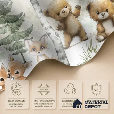 Gentle Side of the Woods Teddy And Deer In Snowy Landscape | WP 04045 B Non Woven Matte Finish Animal Print Style Premium Customized size Wallpaper | 150 GSM WP01MTF Paper | (MOQ = 30 Sq. Ft.) | Design change not possible