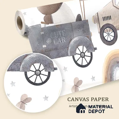 Small Friends on Big Adventures Mice Riding A Toy Vehicle | WP 04046 Canvas Texture Finish Animal Print Style luxurious Customized size Wallpaper | 250 GSM WP01CNF Paper | (MOQ = 30 Sq. Ft.) | Design change not possible