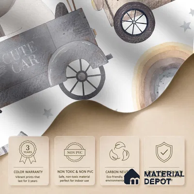 Small Friends on Big Adventures Mice Riding A Toy Vehicle | WP 04046 Canvas Texture Finish Animal Print Style luxurious Customized size Wallpaper | 250 GSM WP01CNF Paper | (MOQ = 30 Sq. Ft.) | Design change not possible