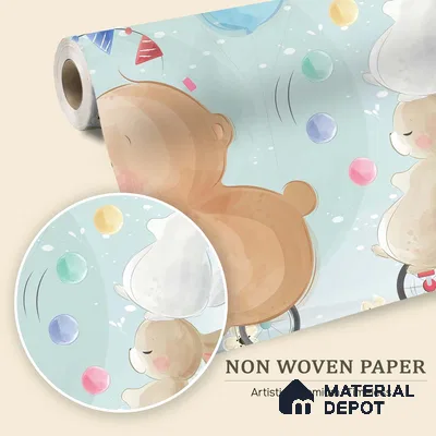 Confetti Skies & Tiny Cheers Animal Circus With Snow Backdrop | WP 04049 B Non Woven Matte Finish Animal Print Style Premium Customized size Wallpaper | 150 GSM WP01MTF Paper | (MOQ = 30 Sq. Ft.)