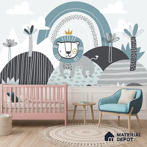 Born to Be Brave Artistic Lion In Jungle | WP 04051 B Non Woven Matte Finish Animal Print Style Premium Customized size Wallpaper | 150 GSM WP01MTF Paper | (MOQ = 30 Sq. Ft.)