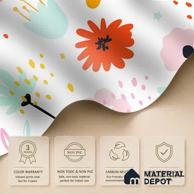Flowers That Like to Dance Colorful Illustration | WP 04055 Canvas Texture Finish Florals Style luxurious Customized size Wallpaper | 250 GSM WP01CNF Paper | (MOQ = 30 Sq. Ft.)