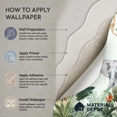 Botanical Safari Animals In Green Forest | WP 04057 B Non Woven Matte Finish Animal Print Style Premium Customized size Wallpaper | 150 GSM WP01MTF Paper | (MOQ = 30 Sq. Ft.)
