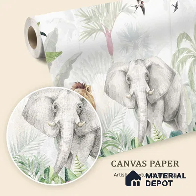 Friends of the Forest Floor Birds And Animals Harmony | WP 04059 Canvas Texture Finish Animal Print Style luxurious Customized size Wallpaper | 250 GSM WP01CNF Paper | (MOQ = 30 Sq. Ft.) | Design change not possible