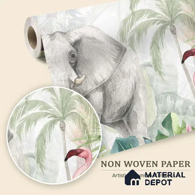 Friends of the Forest Floor Birds And Animals Harmony | WP 04059 B Non Woven Matte Finish Animal Print Style Premium Customized size Wallpaper | 150 GSM WP01MTF Paper | (MOQ = 30 Sq. Ft.) | Design change not possible