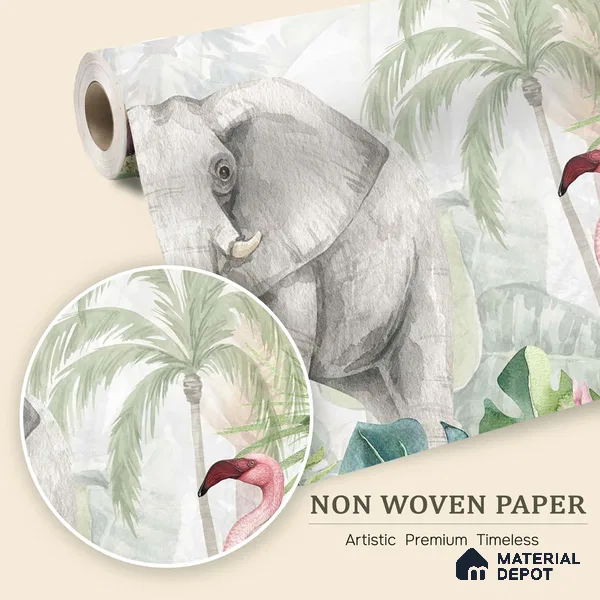 Friends of the Forest Floor Birds And Animals Harmony | WP 04059 B Non Woven Matte Finish Animal Print Style Premium Customized size Wallpaper | 150 GSM WP01MTF Paper | (MOQ = 30 Sq. Ft.) | Design change not possible