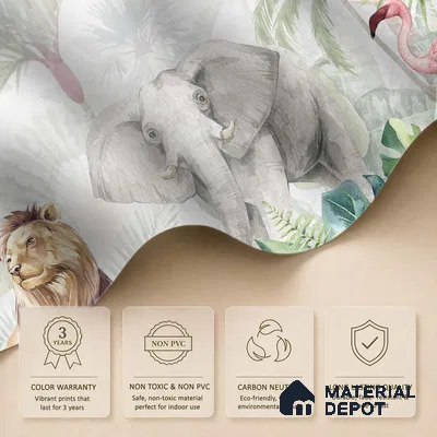 Friends of the Forest Floor Birds And Animals Harmony | WP 04059 Canvas Texture Finish Animal Print Style luxurious Customized size Wallpaper | 250 GSM WP01CNF Paper | (MOQ = 30 Sq. Ft.) | Design change not possible