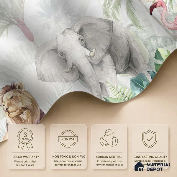 Friends of the Forest Floor Birds And Animals Harmony | WP 04059 Canvas Texture Finish Animal Print Style luxurious Customized size Wallpaper | 250 GSM WP01CNF Paper | (MOQ = 30 Sq. Ft.) | Design change not possible