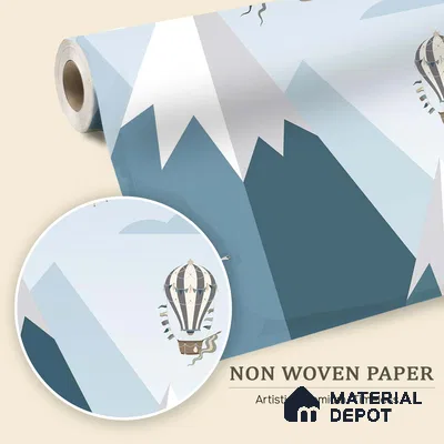 Adventure Wall Hot Air Balloons Over Mountains | WP 04061 B Non Woven Matte Finish Abstract Style Premium Customized size Wallpaper | 150 GSM WP01MTF Paper | (MOQ = 30 Sq. Ft.) | Design change not possible