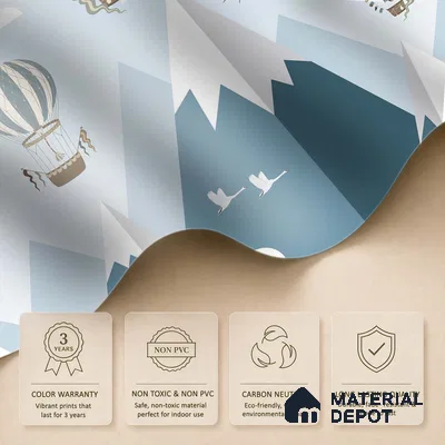 Adventure Wall Hot Air Balloons Over Mountains | WP 04061 Canvas Texture Finish Abstract Style luxurious Customized size Wallpaper | 250 GSM WP01CNF Paper | (MOQ = 30 Sq. Ft.) | Design change not possible