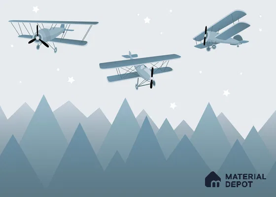 Flying Over the Blue Peaks Vintage Planes | WP 04062 B Non Woven Matte Finish Abstract Style Premium Customized size Wallpaper | 150 GSM WP01MTF Paper | (MOQ = 30 Sq. Ft.)