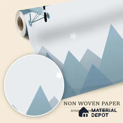 Flying Over the Blue Peaks Vintage Planes | WP 04062 B Non Woven Matte Finish Abstract Style Premium Customized size Wallpaper | 150 GSM WP01MTF Paper | (MOQ = 30 Sq. Ft.)